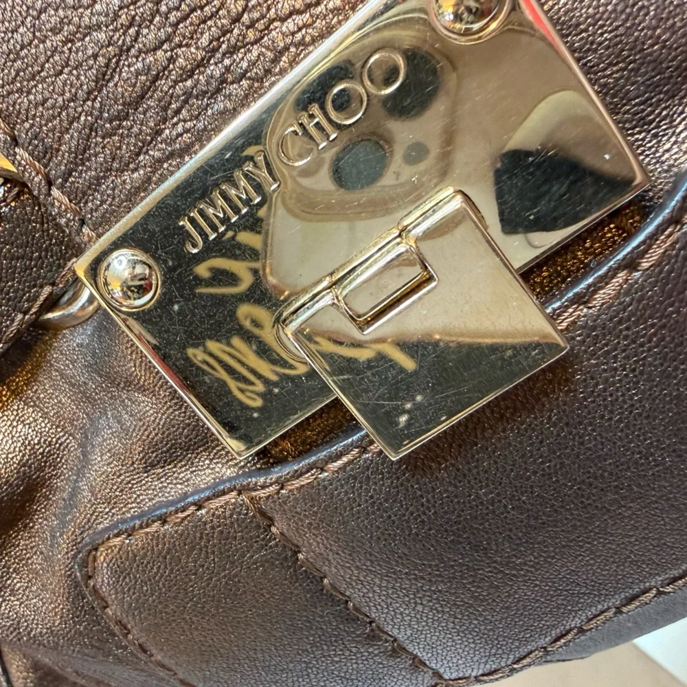 Jimmy Choo Metallic Leather Slouchy Shoulder Bag-see callouts